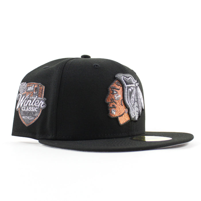 Chicago Blackhawks 2014 Winter Classic Patch New Era 59Fifty Fitted Hat (Black Gray Under brim)