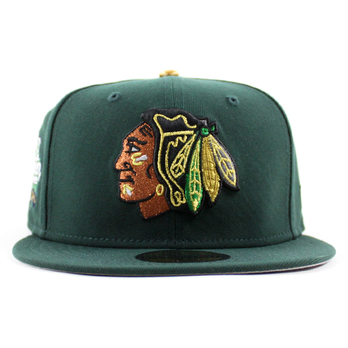 Chicago Blackhawks 2019 Winter Classic New Era 59Fifty Fitted Hat (Dark Green Gray Under brim)