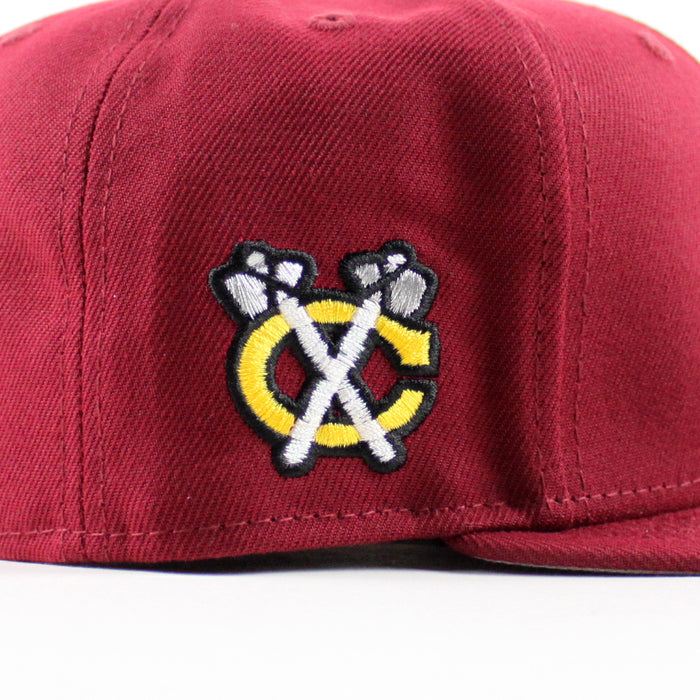 Chicago Blackhawks Black Hawks Logo New Era 59Fifty Fitted Hat (Cardinal Red Gray Under brim)