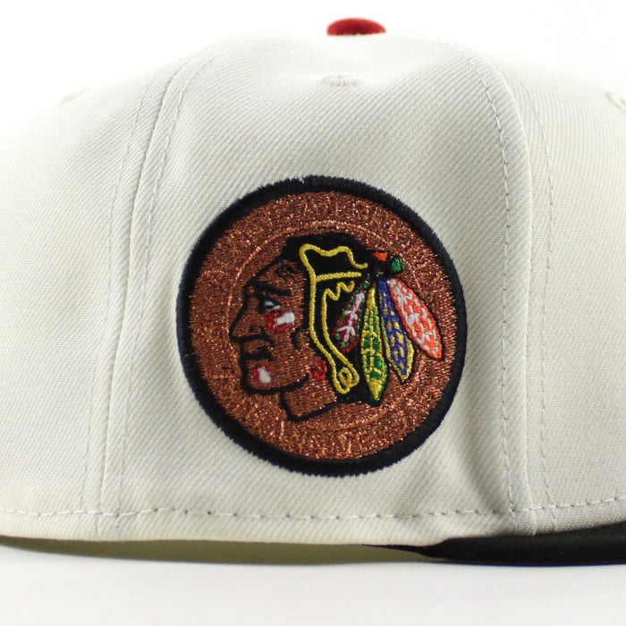 Chicago Blackhawks Black Hawks Logo New Era 59Fifty Fitted Hat (Chrome White Black Gray Under brim)