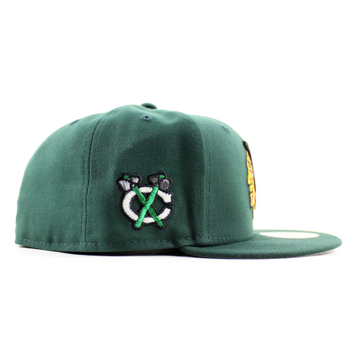 Chicago Blackhawks Black Hawks Logo New Era 59Fifty Fitted Hat (Dark Green Gray Under brim)