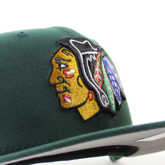 Chicago Blackhawks Black Hawks Logo New Era 59Fifty Fitted Hat (Dark Green Gray Under brim)