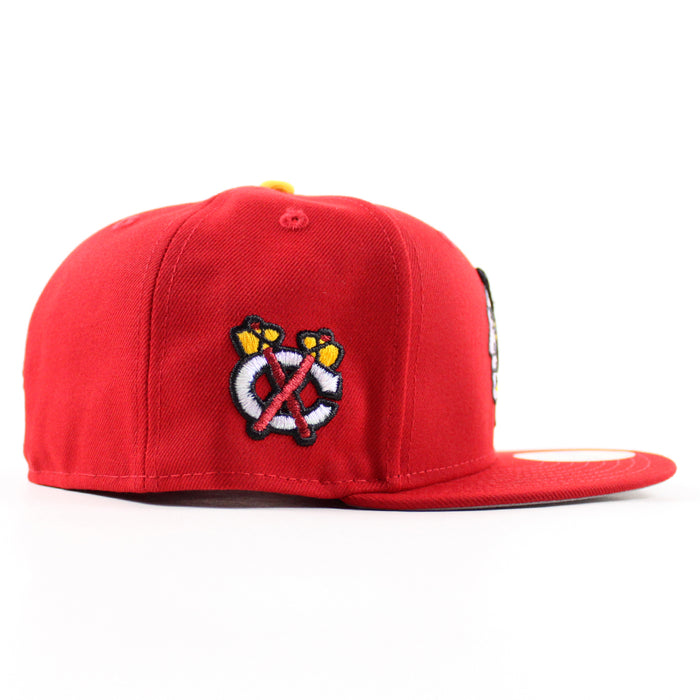 Chicago Blackhawks Black Hawks Logo New Era 59Fifty Fitted Hat (Scarlet Red Black Under brim)
