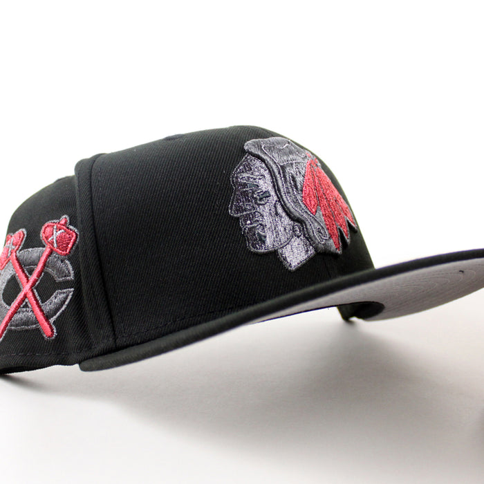 Chicago Blackhawks Blackhawks Patch New Era 59Fifty Fitted Hat (Black Gray Under brim)