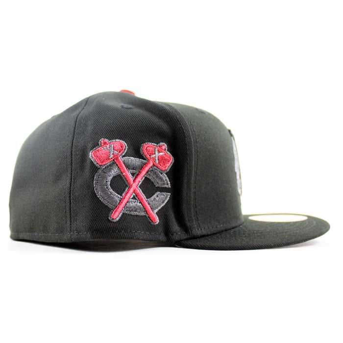 Chicago Blackhawks Blackhawks Patch New Era 59Fifty Fitted Hat (Black Gray Under brim)