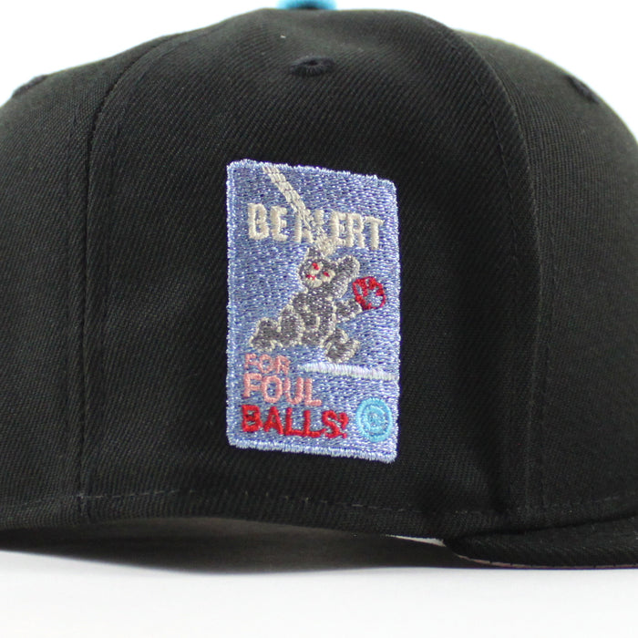 Chicago Cubs be Alert For Foul Balls New Era 59Fifty Fitted Hat (Black Pink Under Brim)