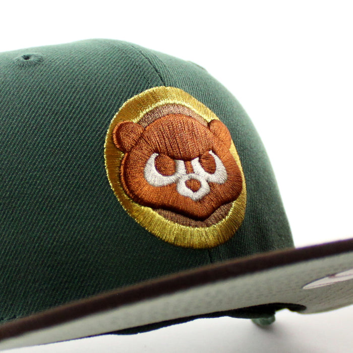 Chicago Cubs be Alert For Foul Balls New Era 59Fifty Fitted Hat (Mountain Green Burnt Wood Moss Under Brim)