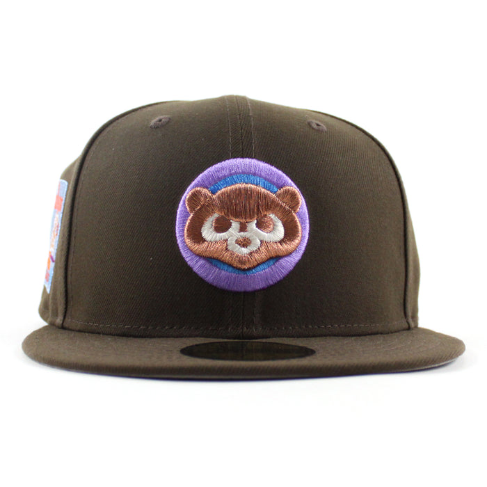 Chicago Cubs be Alert For Foul Balls New Era 59Fifty Fitted Hat (Walnut Gray Under Brim)