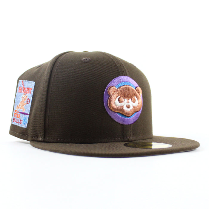 Chicago Cubs be Alert For Foul Balls New Era 59Fifty Fitted Hat (Walnut Gray Under Brim)