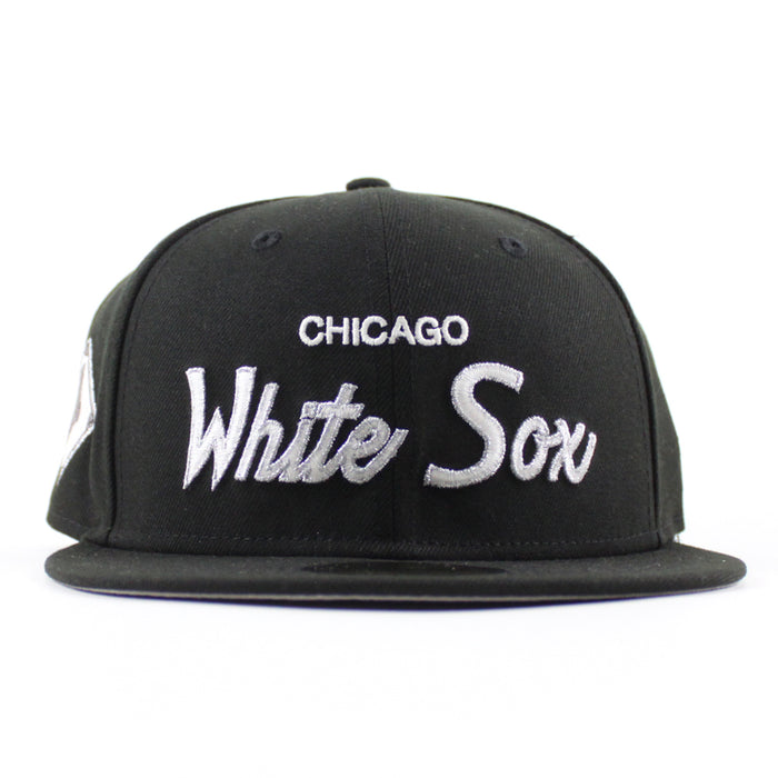 Chicago White Sox Socks Patch New Era Fitted 59Fifty Hat (Black Gray Under Brim)