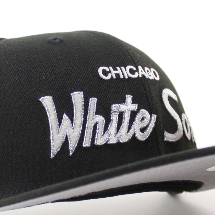 Chicago White Sox Socks Patch New Era Fitted 59Fifty Hat (Black Gray Under Brim)