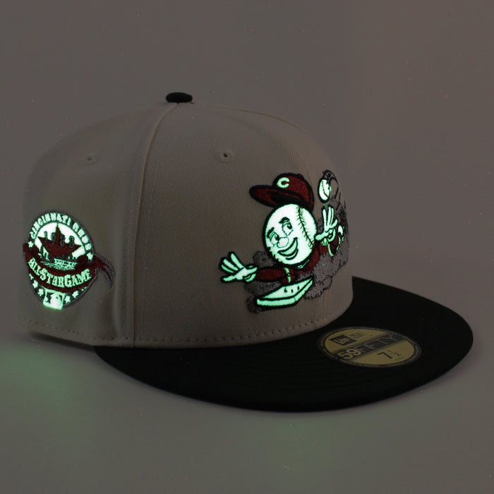 Cincinnati Reds 1988 All Star Game New Era 59Fifty Fitted Hat (Chrome White Black Green Under Brim)