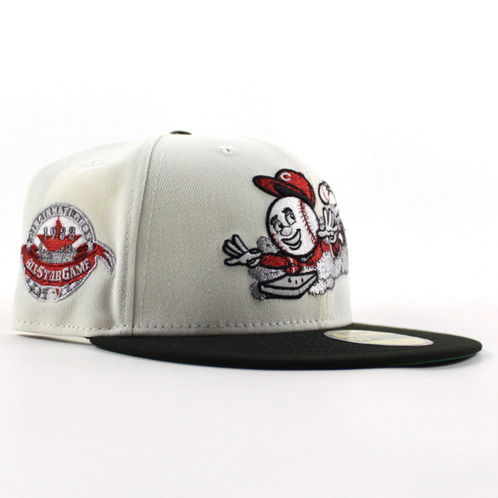 Cincinnati Reds 1988 All Star Game New Era 59Fifty Fitted Hat (Chrome White Black Green Under Brim)