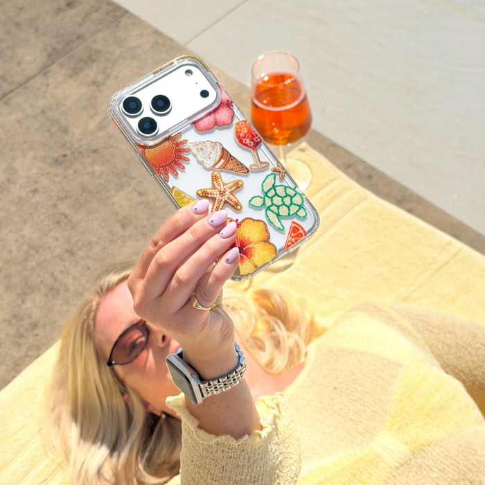 Girl taking selfie next to pool with her Island Girl Phone Case