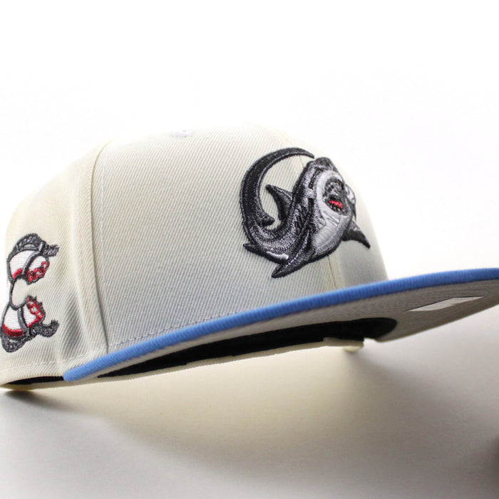Clearwater Threshers lifebuoy Patch New Era 59FIFTY Fitted Hat (Chrome White Blue Reef Gray Under Brim)