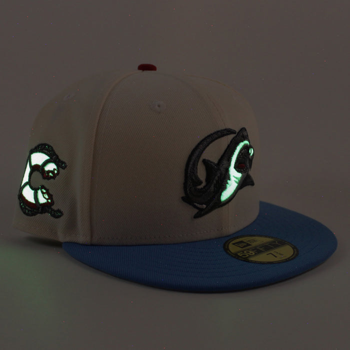 Clearwater Threshers lifebuoy Patch New Era 59FIFTY Fitted Hat (Chrome White Blue Reef Gray Under Brim)