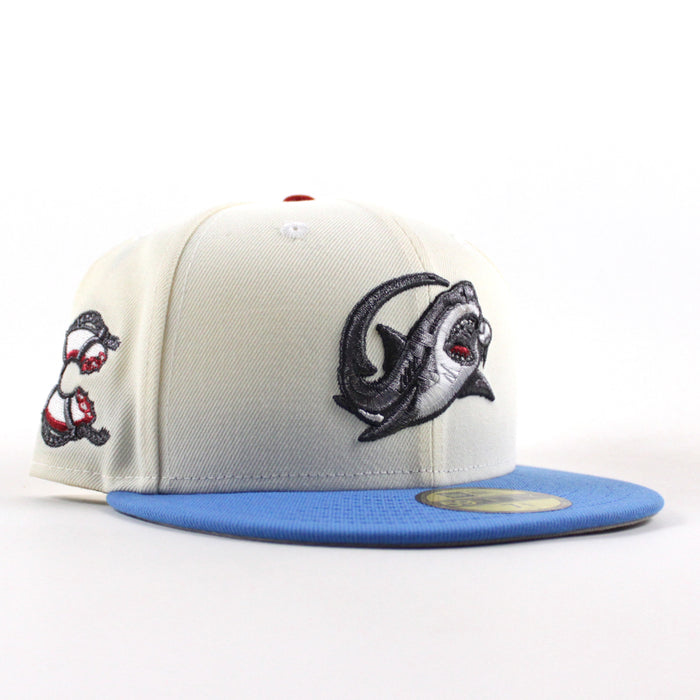 Clearwater Threshers lifebuoy Patch New Era 59FIFTY Fitted Hat (Chrome White Blue Reef Gray Under Brim)