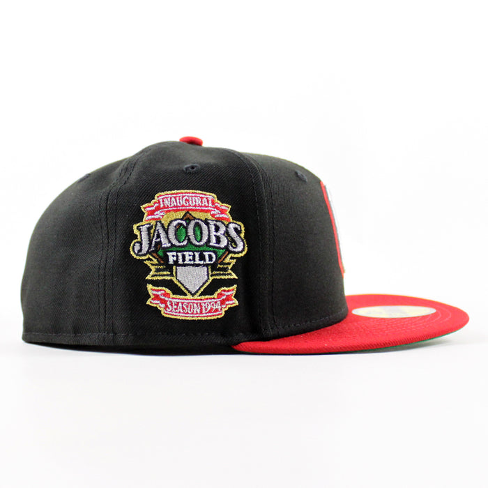 Cleveland Indians Jacobs Field New Era 59Fifty Fitted Hat (Black Scarlet Red Green Under Brim)