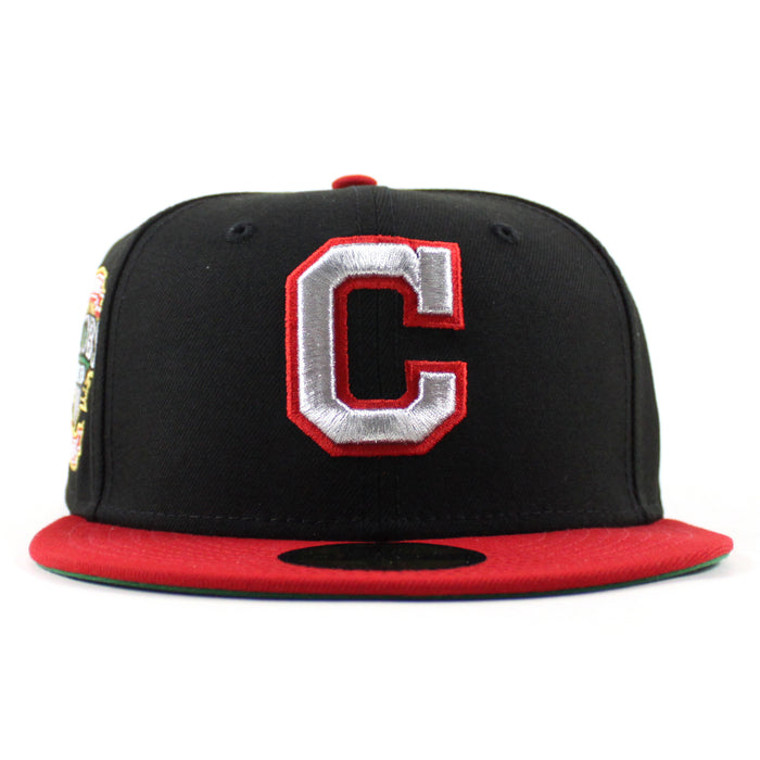 Cleveland Indians Jacobs Field New Era 59Fifty Fitted Hat (Black Scarlet Red Green Under Brim)