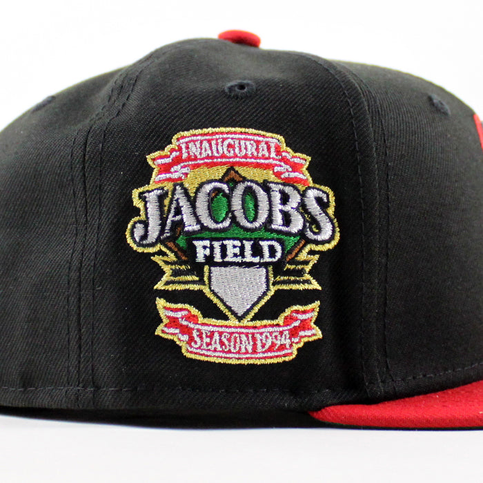 Cleveland Indians Jacobs Field New Era 59Fifty Fitted Hat (Black Scarlet Red Green Under Brim)