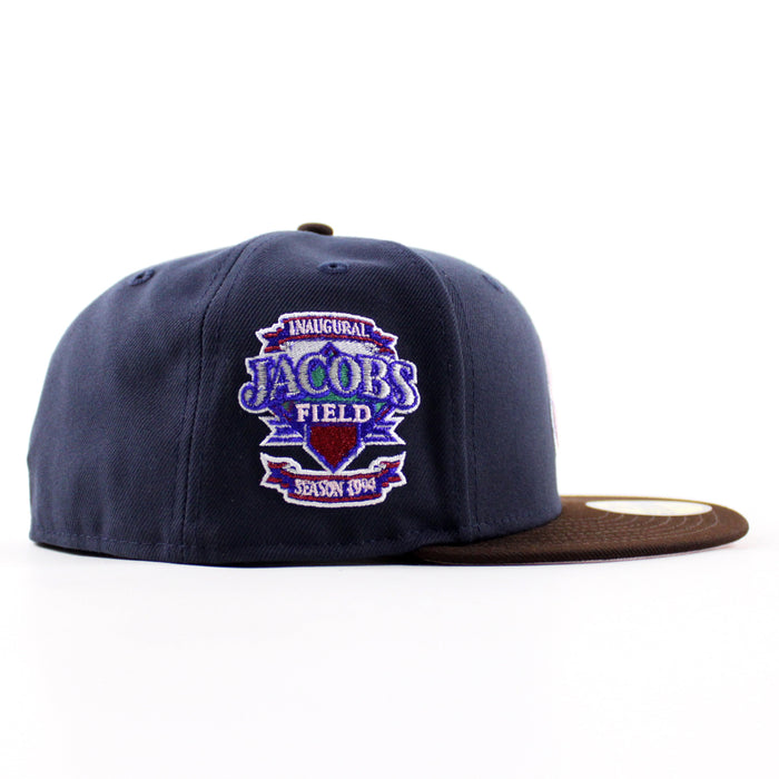 Cleveland Indians Season 1994 New Era 59Fifty Fitted Hat (Navy Burnt Wood Pink Under Brim)