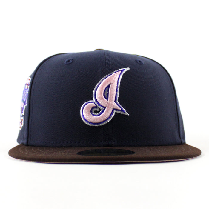 Cleveland Indians Season 1994 New Era 59Fifty Fitted Hat (Navy Burnt Wood Pink Under Brim)