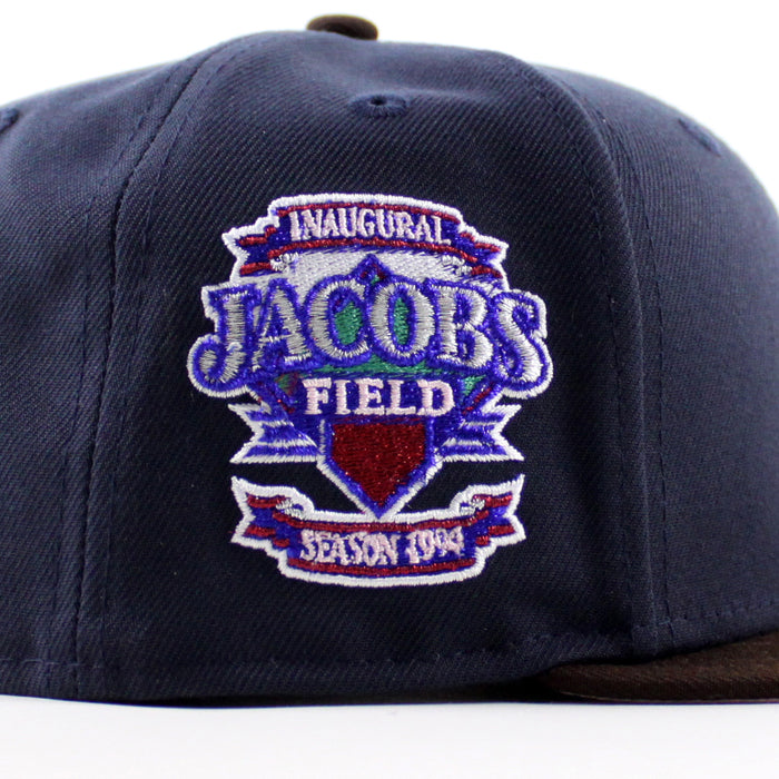 Cleveland Indians Season 1994 New Era 59Fifty Fitted Hat (Navy Burnt Wood Pink Under Brim)