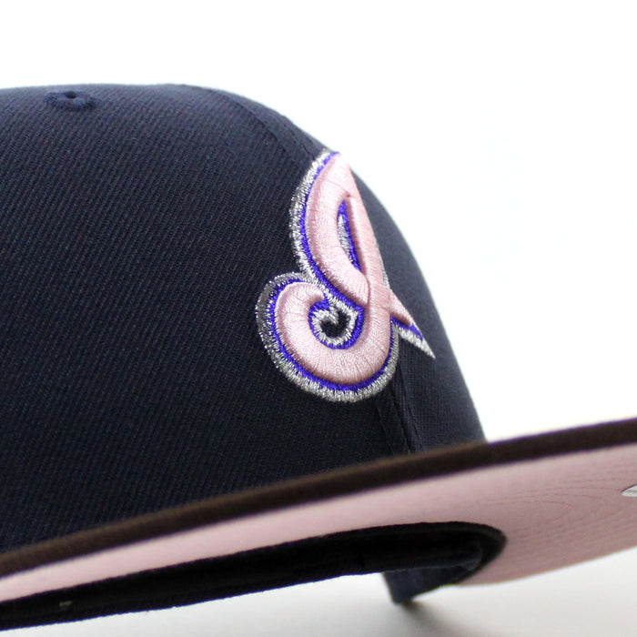 Cleveland Indians Season 1994 New Era 59Fifty Fitted Hat (Navy Burnt Wood Pink Under Brim)