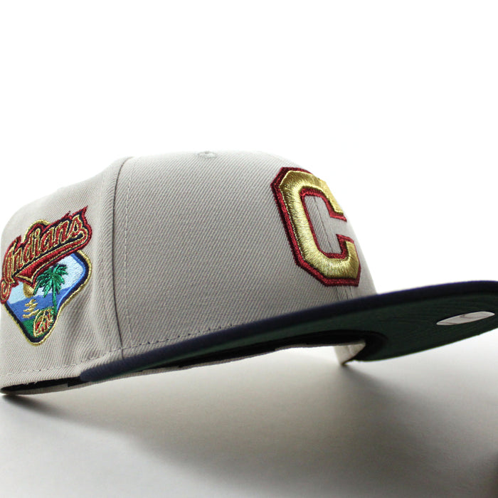 Cleveland Indians Spring Patch New Era 59Fifty Fitted Hat (Stone Navy Dark Green Under Brim)