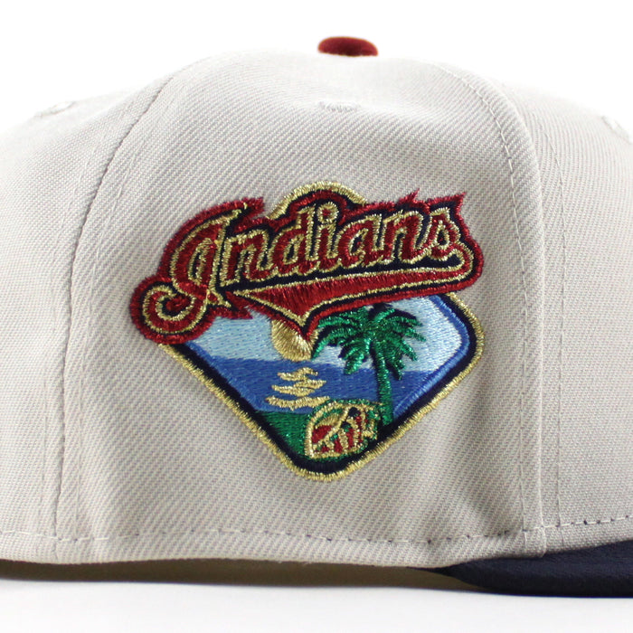 Cleveland Indians Spring Patch New Era 59Fifty Fitted Hat (Stone Navy Dark Green Under Brim)