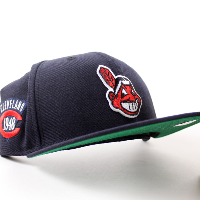Cleveland Indians Wahoo Primary Logo  1948 Patch New Era 59Fifty Fitted Hat (Navy Green Under Brim)