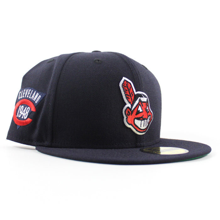 Cleveland Indians Wahoo Primary Logo  1948 Patch New Era 59Fifty Fitted Hat (Navy Green Under Brim)