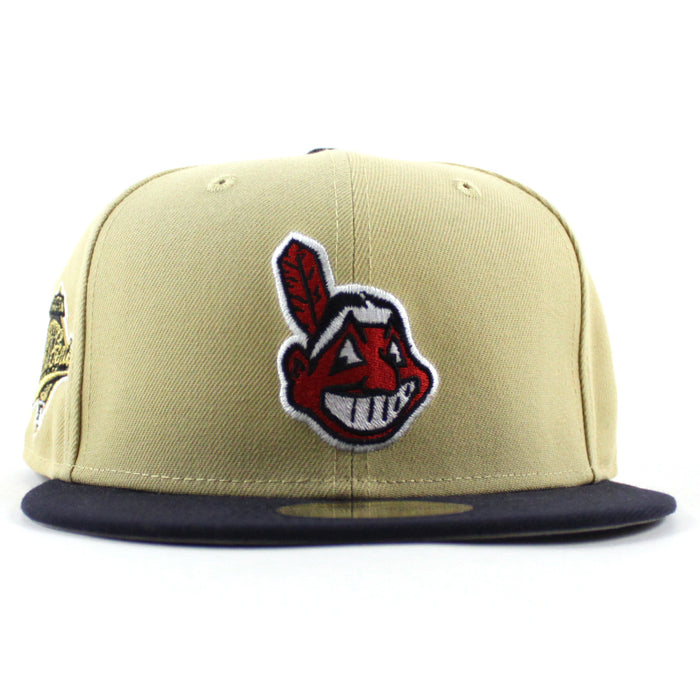 Cleveland Indians Wahoo Primary Logo 1948 Patch New Era 59Fifty Fitted Hat (Vegas Gold Navy Gray Under Brim)