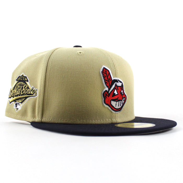Cleveland Indians Wahoo Primary Logo 1948 Patch New Era 59Fifty Fitted Hat (Vegas Gold Navy Gray Under Brim)