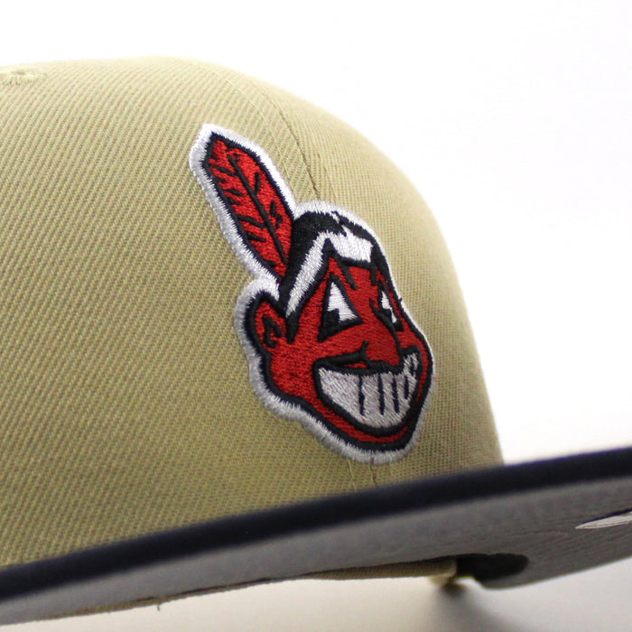 Cleveland Indians Wahoo Primary Logo 1948 Patch New Era 59Fifty Fitted Hat (Vegas Gold Navy Gray Under Brim)