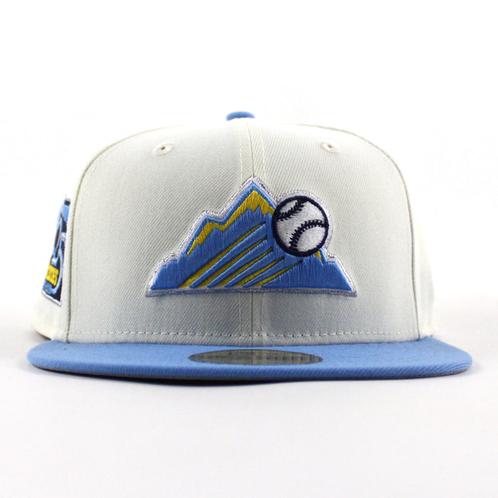 Colorado Rockies 25th Anniversary New Era 59Fifty Fitted Hat (Chrome White Light Blue Gray Under Brim)