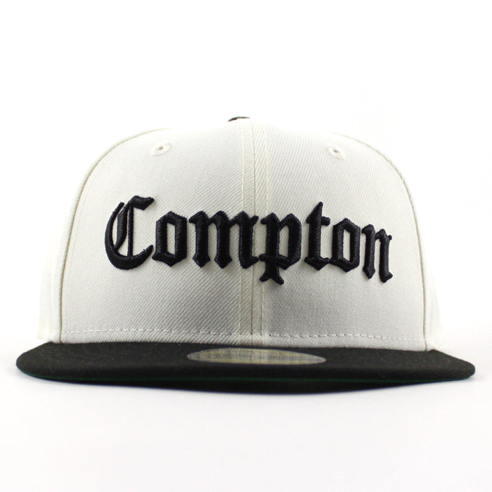 Compton New Era 59fifty Fitted Hat (Chrome White Black Green Under Brim)