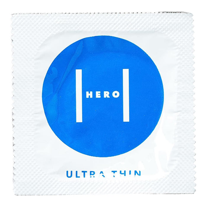 Hero condoms ultra thin, individual foil packet.