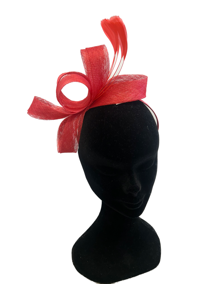 Coral Loop Feather Fascinator