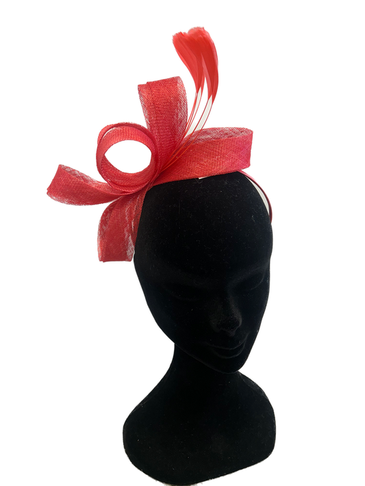 Coral Loop Feather Fascinator