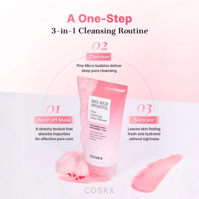 Cosrx Red Rice Inositol Pore Clarifying Deep Cleanser 150ml غسول كوسركس لتنظيف المسام بعمق مع إينوزيتول الأرز الأحمر - Princess Cosmetics Qatar