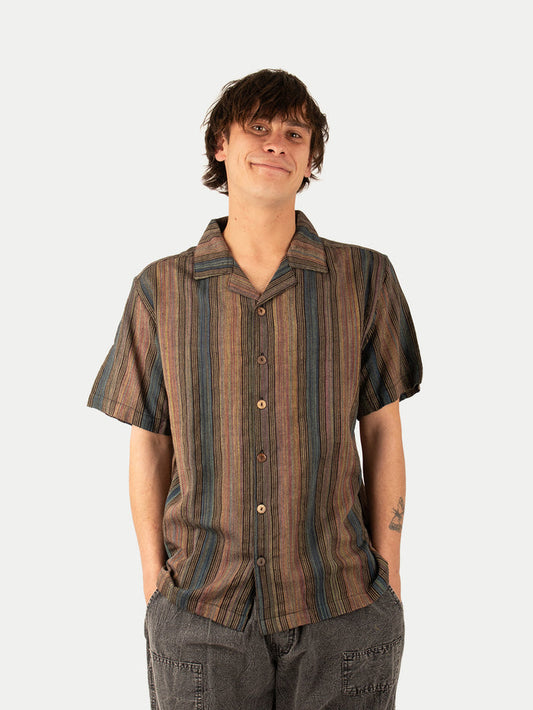 Cotton Homespun Camp Shirt | Agate Stripe-Image 1