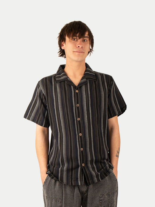 Cotton Homespun Camp Shirt | Charcoal-Image 1