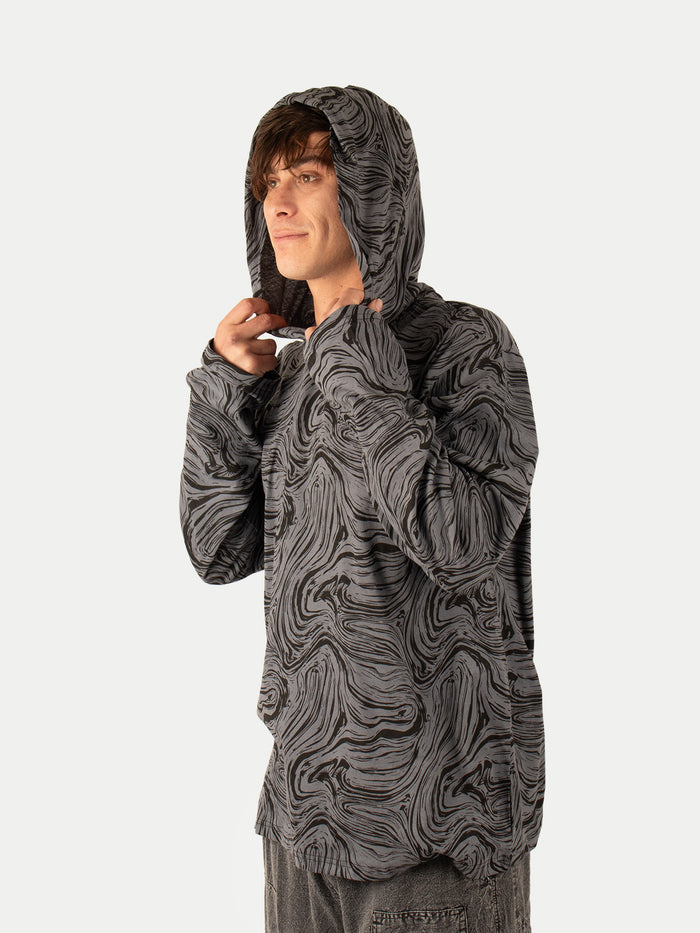 Cotton Mushroom Pullover Hoody | Black-Image 3