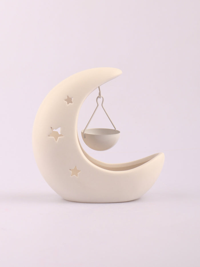 Crescent Moon Hanging Oil Burner | White-Image 2