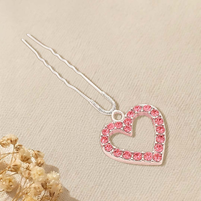 Elegant heart-shaped crystal U pin designed to bring shine and charm to buns and braids