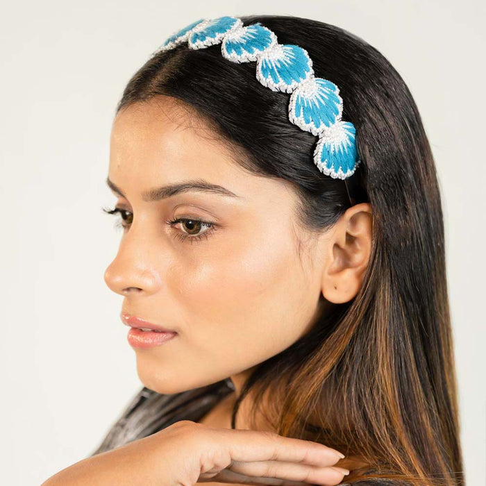 Crystal Shell Headband - Blue
