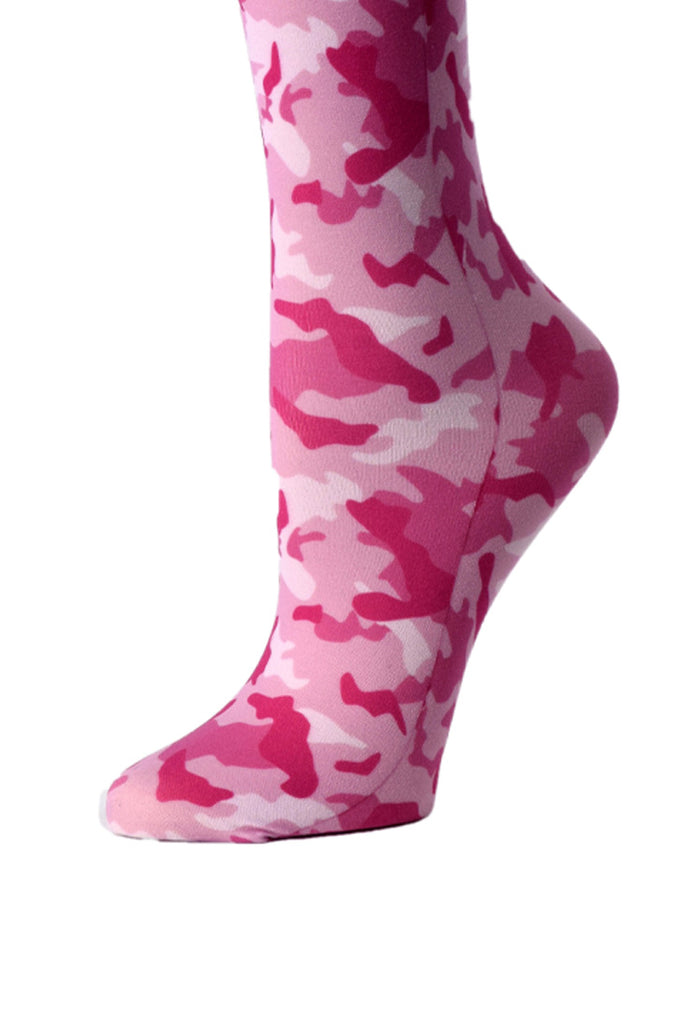 Cutieful Women's Pink Camo Print Sheer Knee High Compression Socks 8-15 mmHg
