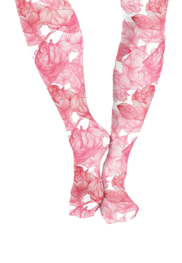 Cutieful Women's Rosey Print Sheer Knee High Compression Socks 8-15 mmHg