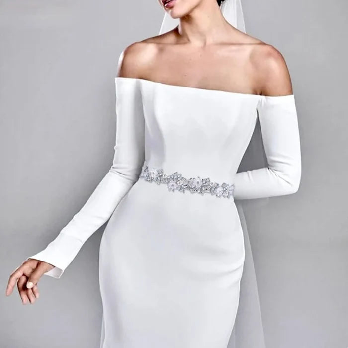 Wedding Accessories - Swarovski Opal and Pearl Bridal Belt/Sash